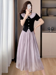 OD644: set áo và váy cổ búp bê