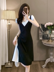 Mã C042: đầm nữ cao cấp phối màu