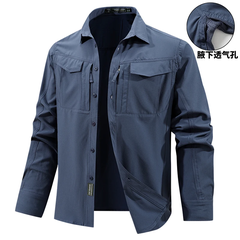 OH160: Áo sơ mi công sở dài tay nam, nhanh khô, thoáng khí, nhiều túi, dáng rộng, cỡ lớn