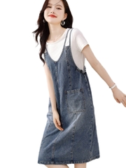 OD211: đầm jean phối trẻ trung