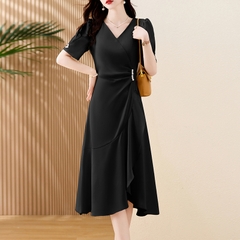 Mã B971: Đầm nữ cổ chữ V cao cấp váy xòe đuôi cá nhẹ nhàng sang trọng