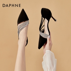 OE358: Giày cao gót Daphne màu đen nữ mới mùa hè 7cm không mỏi mũi nhọn