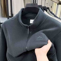 OC609: Áo khoác nỉ nam Romon cổ lửng dài tay màu trơn