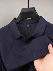 C147: áo thun polo nam tay ngắn bằng vải cotton có cổ màu trơn ATN