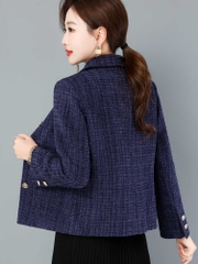 OC480: Áo khoác ngắn thiết kế nữ trung niên mùa xuân cardigan cổ bẻ