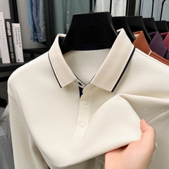 OE278: Áo thun nam cao cấp POLO ve áo giản dị mới 100% cotton dài tay