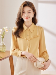 OD110: áo sơ mi nữ phối bèo cao cấp dài tay