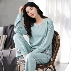 OE523: Bộ đồ ngủ mùa xuân và mùa thu cho nữ SPNN tay dài bằng cotton