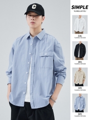 OE657: Áo sơ mi nam cao cấp cotton dài tay màu trơn áo sơ mi công sở