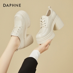 OE722: Giày da nhỏ Daphne cho nữ giày lười mới phong cách Anh đế dày giày đơn tăng chiều cao 10CM