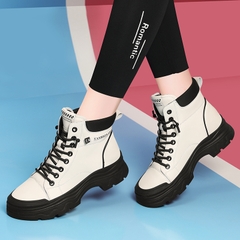 OE610: Giày bốt Martin đế dày bằng da thật bốt ngắn cho nữ
