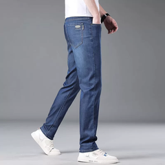 OH005: Quần jeans nam Tencel màu xám khói kiểu mới mùa thu Hồng Kông