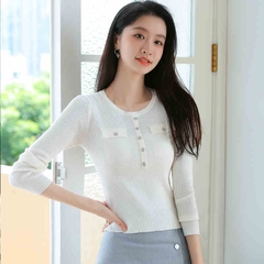 OD967: Áo dệt kim ngắn vừa vặn cho nữ xuân thu