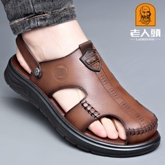 OE860: Dép sandal nam mùa hè giày da bò mới