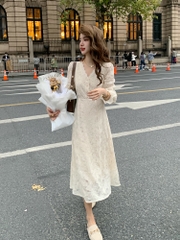 OD635: Váy ren cổ điển kiểu Pháp mới