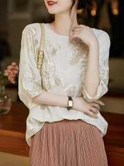 OD046: áo sơ mi nữ thêu cao cấp