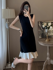 OD613: Váy len không tay đẹp màu đen sang trọng cao cấp kiểu Pháp