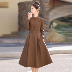 OD601: Đầm dài tay thêu kiểu Pháp giảm béo