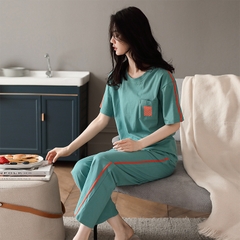OE534: Bộ đồ ngủ nữ SPNN cotton nguyên chất quần ngắn tay mùa hè