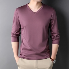 OD310: Áo thun nam tay dài cổ chữ V cotton nguyên chất