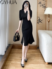 OE895: Váy đen cho nữ có eo trang phục công sở