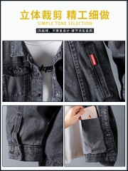 Mã B129: Áo khoác denim nam mùa thu đông cao cấp
