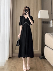 OD552: Váy voan màu đen kiểu Pháp Hepburn