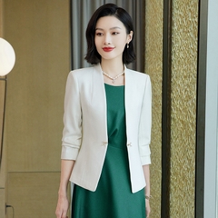 OE417: Áo khoác vest nữ cổ chữ V dài tay