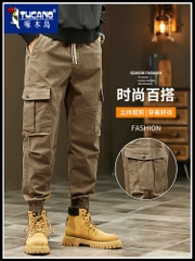 OE137: Quần jogger Woodpecker nam cao cấp phong cách Mỹ quần dài bo gấu