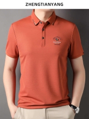 OC802: Áo thun nam nylon co giãn ve áo kẻ sọc nửa tay kiểu Mỹ thường ngày áo sơ mi Polo thêu