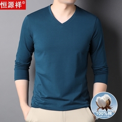 OE285: Áo thun nam cao cấp tay dài màu trơn giản dị cotton nguyên chất cổ chữ V