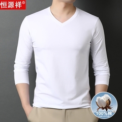 OE285: Áo thun nam cao cấp tay dài màu trơn giản dị cotton nguyên chất cổ chữ V
