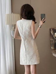 OD612: Váy thiết kế cao cấp dập nổi hoa kiểu hàn quốc