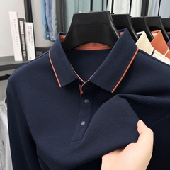 OE278: Áo thun nam cao cấp POLO ve áo giản dị mới 100% cotton dài tay