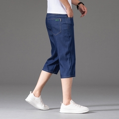 OE714: Quần short denim Tencel dài vừa phải nam cao cấp