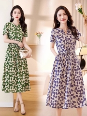 OD776: váy dài hoa thắt eo thanh lịch