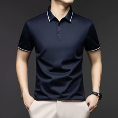 OH028: Áo thun nam tay ngắn cotton lyocell, cổ áo phối màu