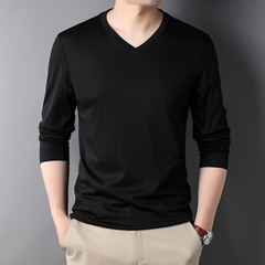 OD310: Áo thun nam tay dài cổ chữ V cotton nguyên chất