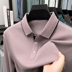OE278: Áo thun nam cao cấp POLO ve áo giản dị mới 100% cotton dài tay