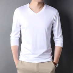 OD310: Áo thun nam tay dài cổ chữ V cotton nguyên chất