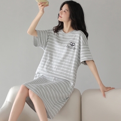 OE525: váy ngủ mới cho nữ SPNN mùa hè cotton ngắn tay