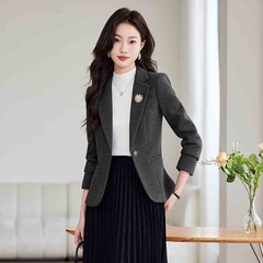 OD1069: Áo blazer kaki nữ tính dáng ôm vừa vặn thời trang thu đông mới nhỏ một cúc ngắn