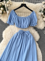 OD123: set váy áo crotop đi biển