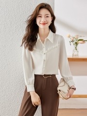 OD110: áo sơ mi nữ phối bèo cao cấp dài tay
