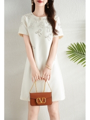 OD499: Váy ngắn tay đính cườm