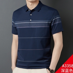 OE757: Áo thun nam cao cấp tay ngắn mùa hè cho bố trung niên cổ trắng có túi áo thun POLO cotton mercerized
