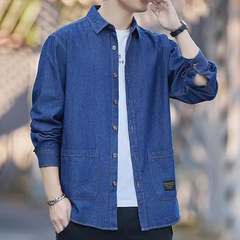 OE346: Áo khoác nam cao cấp sơ mi denim mới áo sơ mi dài tay