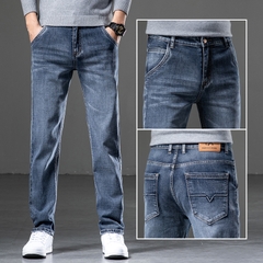 OE794: Quần jeans nam ống rộng thẳng giặt cao cấp