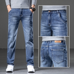 OE794: Quần jeans nam ống rộng thẳng giặt cao cấp