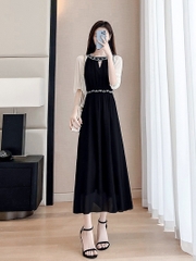 OD225: đầm dài quá gối voan Pháp